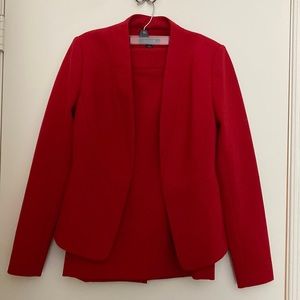Red Ann Taylor skirt suit